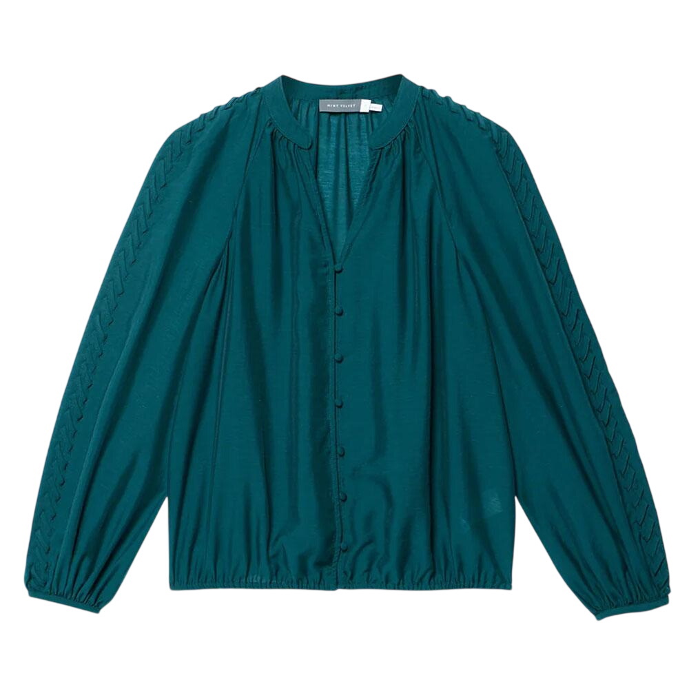 Mint Velvet Teal Whipstitch Detail Blouse